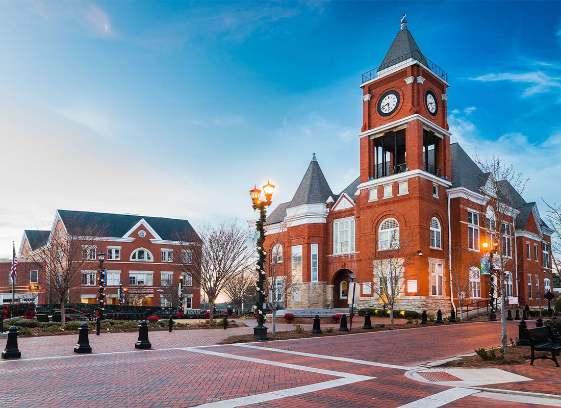 Jesup, GA - Town Square in Dallas, Georgia During the Evening